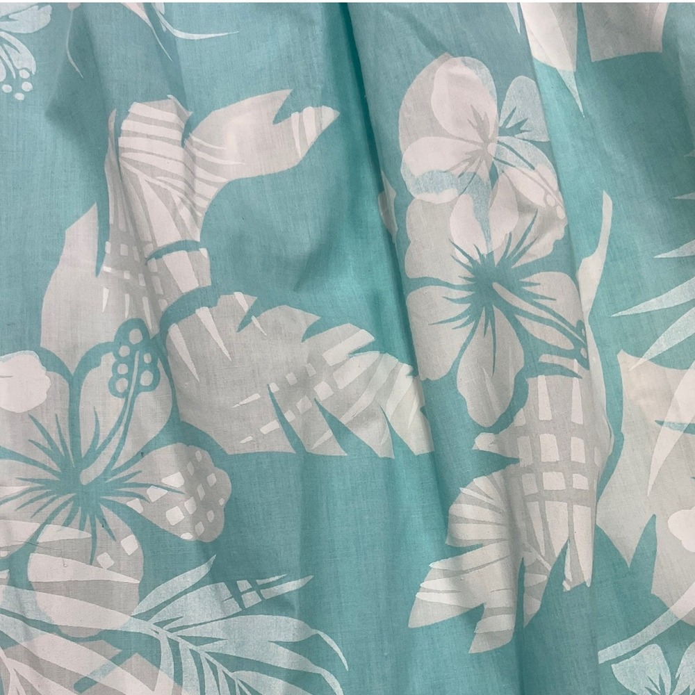 VTG 80/90s Kole Kole Hawaiian Aloha Muu Muu Ruffle Dress Aqua Monstera Women's S - Picture 7 of 16